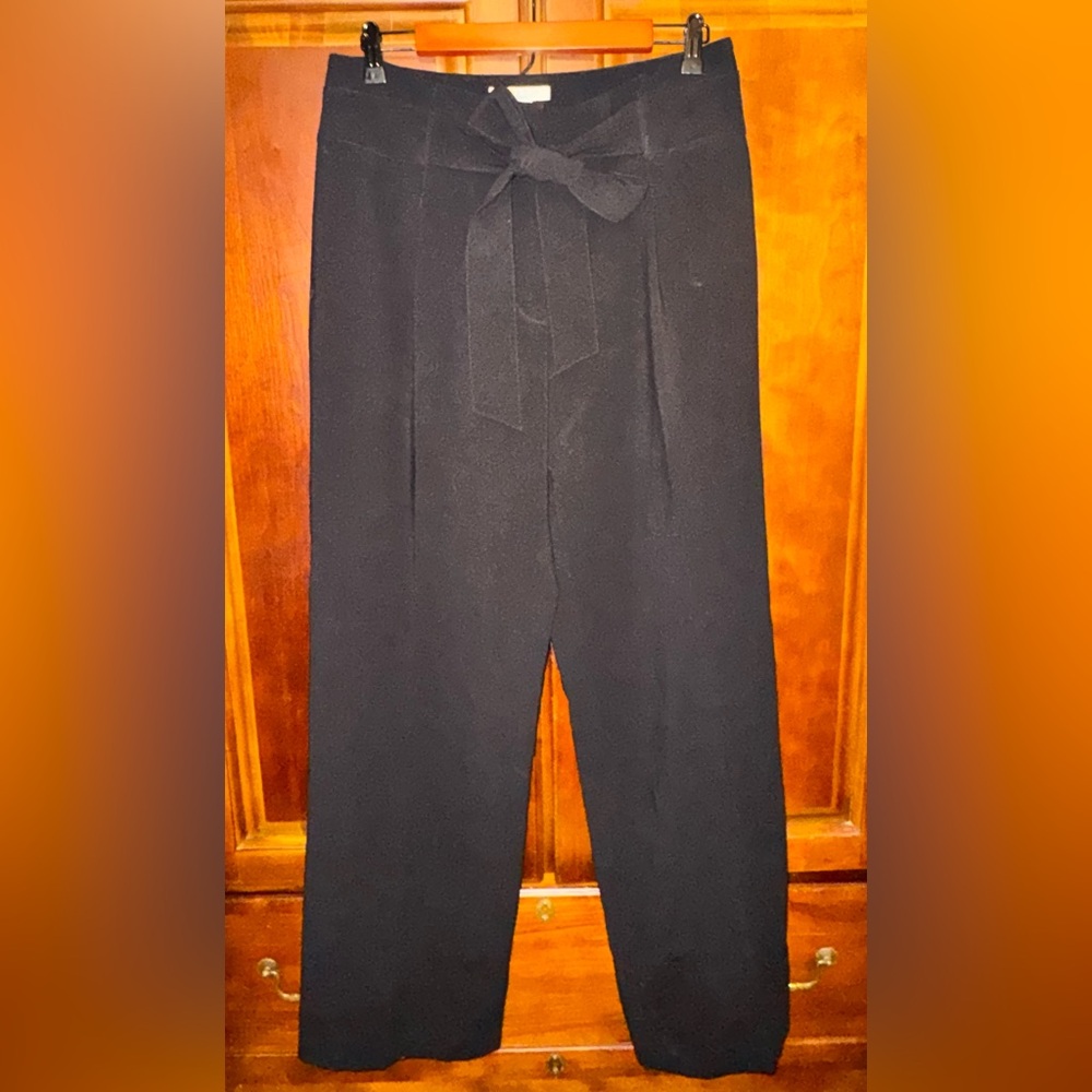Boden Black Wide Leg Pants Tie Front size 10 Long.